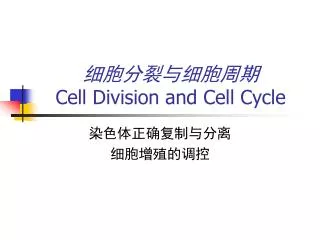 cell division and cell cycle
