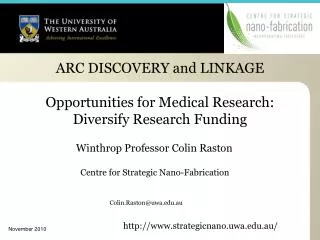 ARC DISCOVERY and LINKAGE Opportunities for Medical Research: Diversify Research Funding