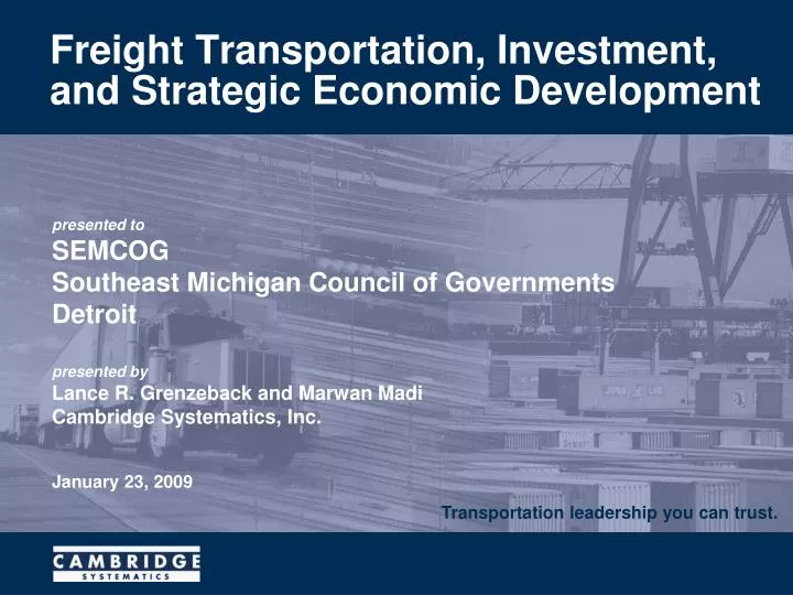 freight transportation investment and strategic economic development