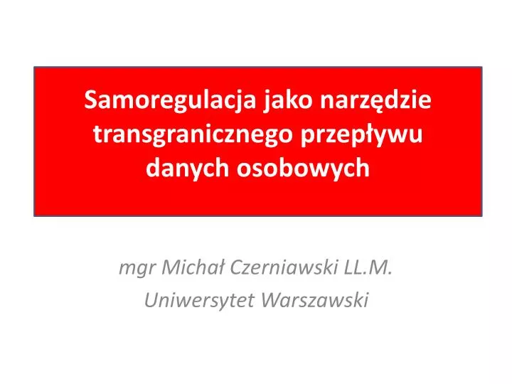 mgr micha czerniawski ll m uniwersytet warszawski