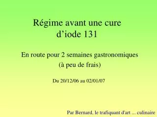 r gime avant une cure d iode 131