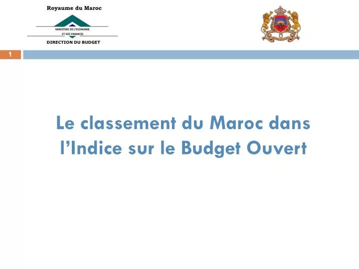 le classement du maroc dans l indice sur le budget ouvert