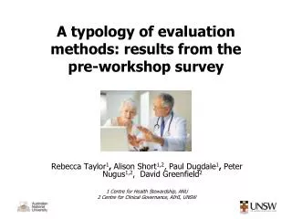 A typology of evaluation methods: results from the pre-workshop survey