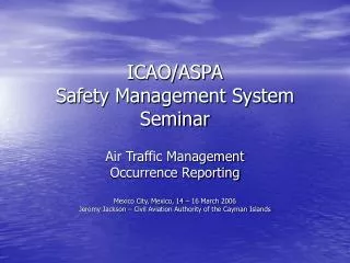 ICAO/ASPA Safety Management System Seminar
