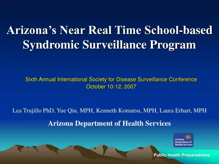arizona s near real time school based syndromic surveillance program