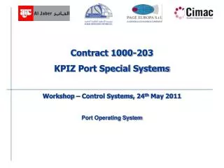 Contract 1000-203 KPIZ Port Special Systems