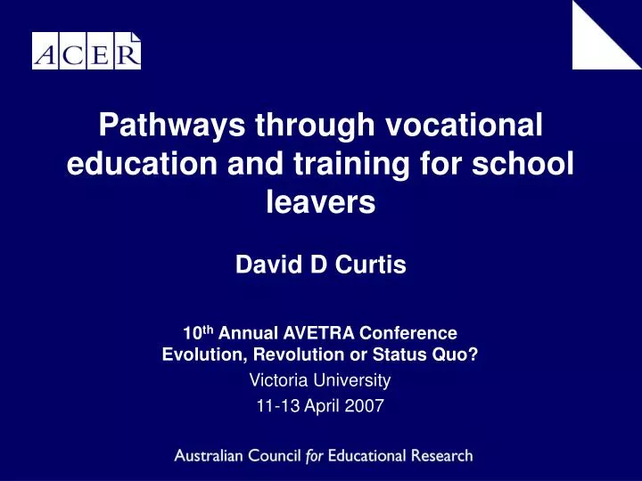 pathways through vocational education and training for school leavers