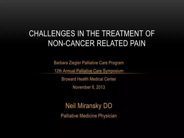 challenges in the treatment of non cancer related pain