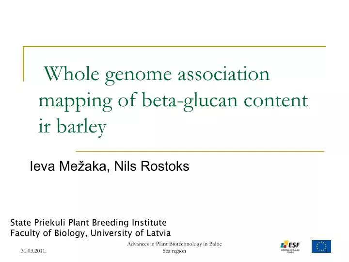 whole genome association mapping of beta glucan content ir barley