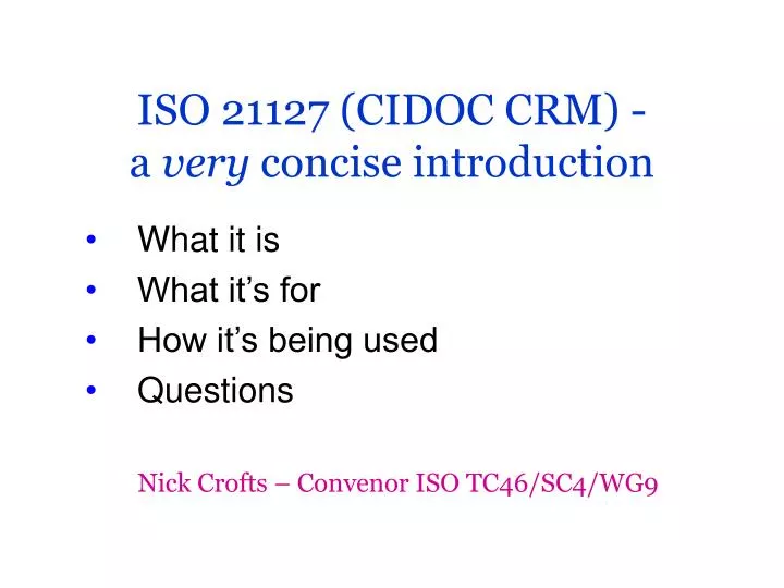 iso 21127 cidoc crm a very concise introduction