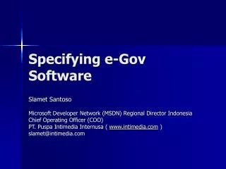 Specifying e-Gov Software