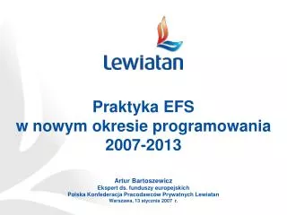 praktyka efs w nowym okresie programowania 2007 2013