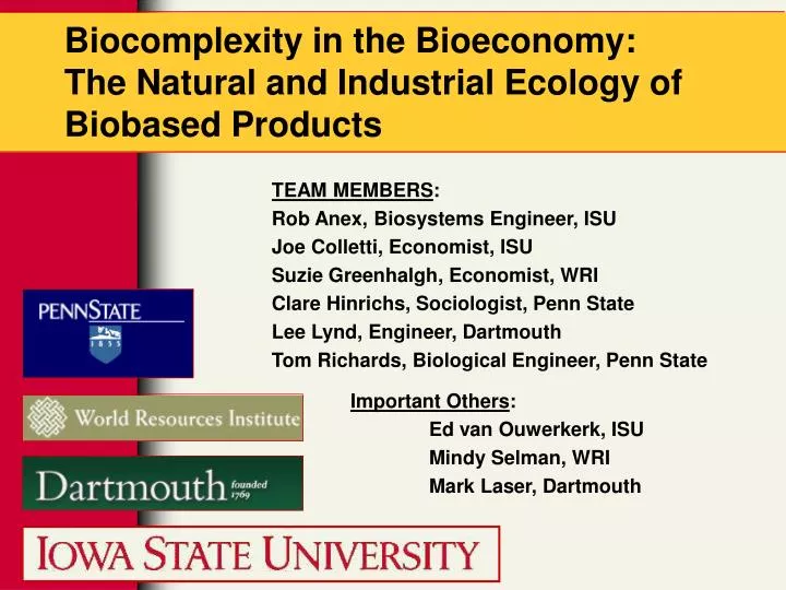 biocomplexity in the bioeconomy the natural and industrial ecology of biobased products