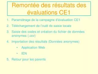 remont e des r sultats des valuations ce1