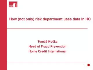 How (not only) risk department uses data in HC