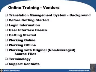 Online Training - Vendors