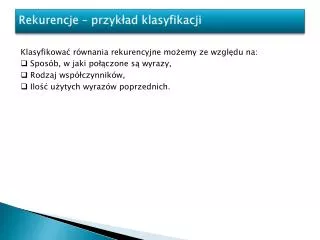 Rekurencje – przykład klasyfikacji