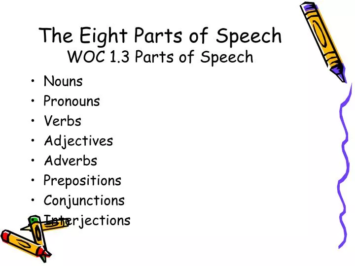 the eight parts of speech woc 1 3 parts of speech