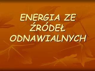 energia ze r de odnawialnych