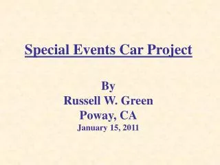 Special Events Car Project