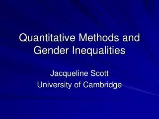 Quantitative Methods and Gender Inequalities