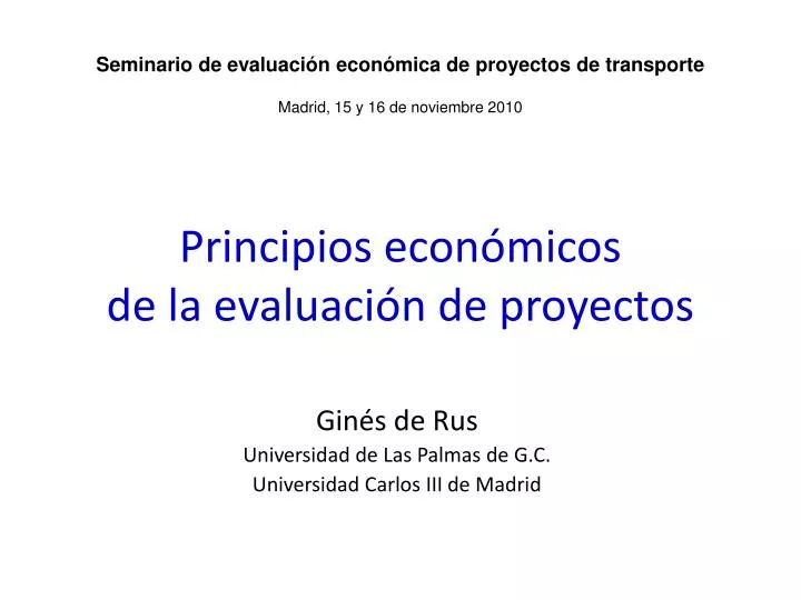 principios econ micos de la evaluaci n de proyectos