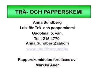 tr och papperskemi