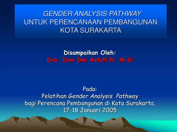 gender analysis pathway untuk perencanaan pembangunan kota surakarta