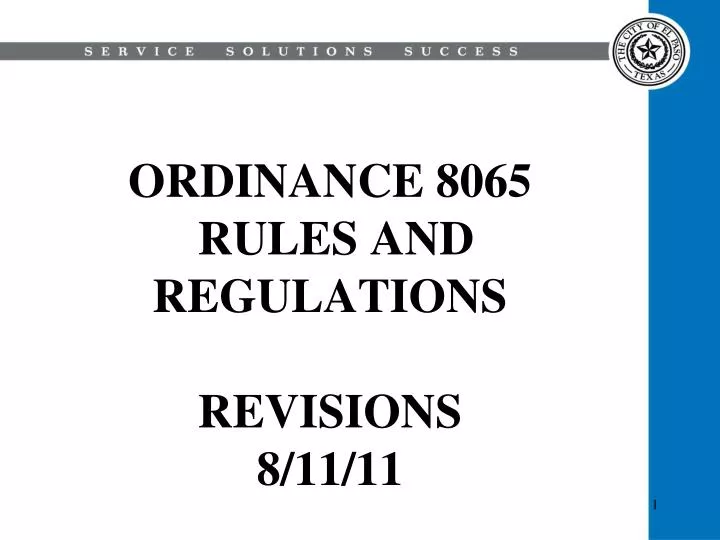 ordinance 8065 rules and regulations revisions 8 11 11