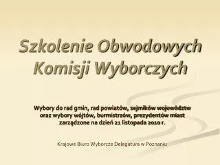 szkolenie obwodowych komisji wyborczych