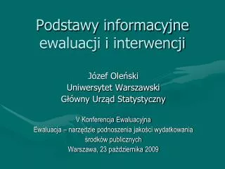 podstawy informacyjne ewaluacji i interwencji