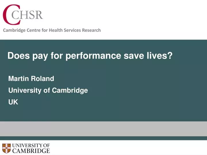 does pay for performance save lives