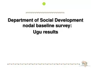 Department of Social Development nodal baseline survey: Ugu results