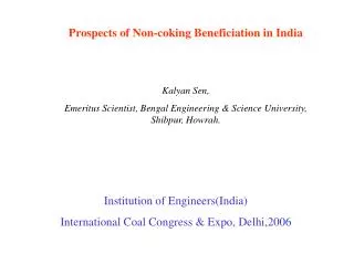 Prospects of Non-coking Beneficiation in India