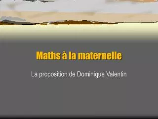 maths la maternelle