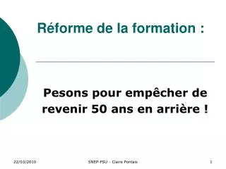 r forme de la formation