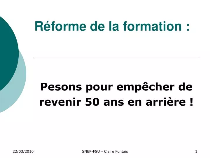 r forme de la formation