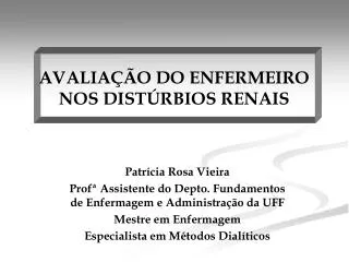 avalia o do enfermeiro nos dist rbios renais