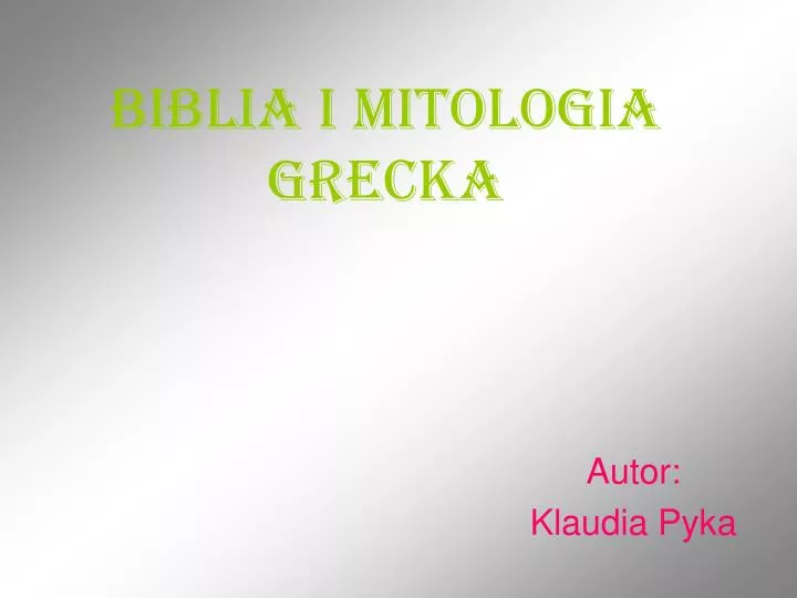biblia i mitologia grecka