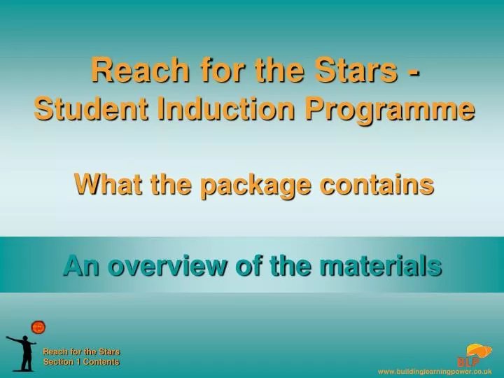 reach for the stars student induction programme what the package contains