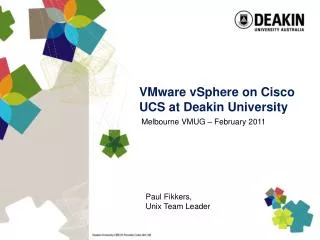 VMware vSphere on Cisco UCS at Deakin University