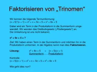 faktorisieren von trinomen