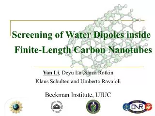 Screening of Water Dipoles inside Finite-Length Carbon Nanotubes