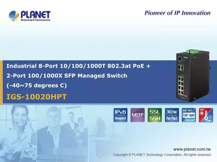 industrial 8 port 10 100 1000t 802 3at poe 2 port 100 1000x sfp managed switch 40 75 degrees c