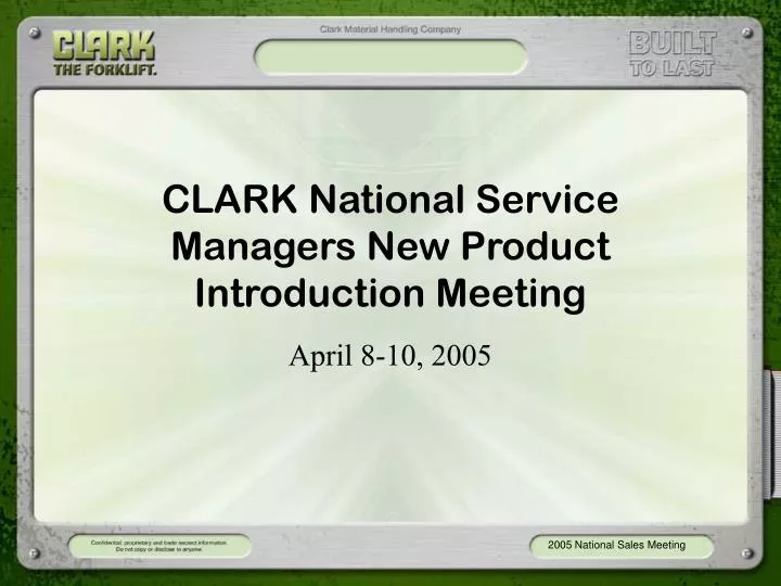 clark national service managers new product introduction meeting