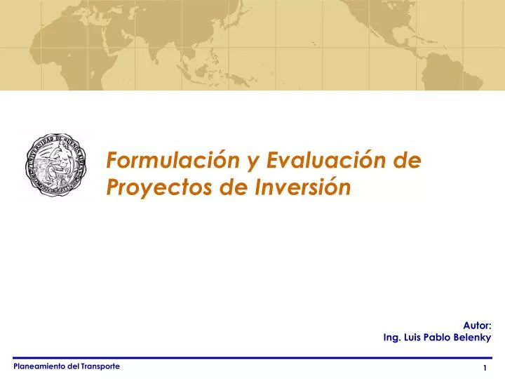 formulaci n y evaluaci n de proyectos de inversi n