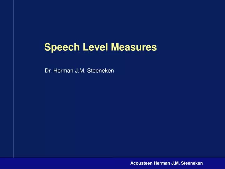 speech level measures