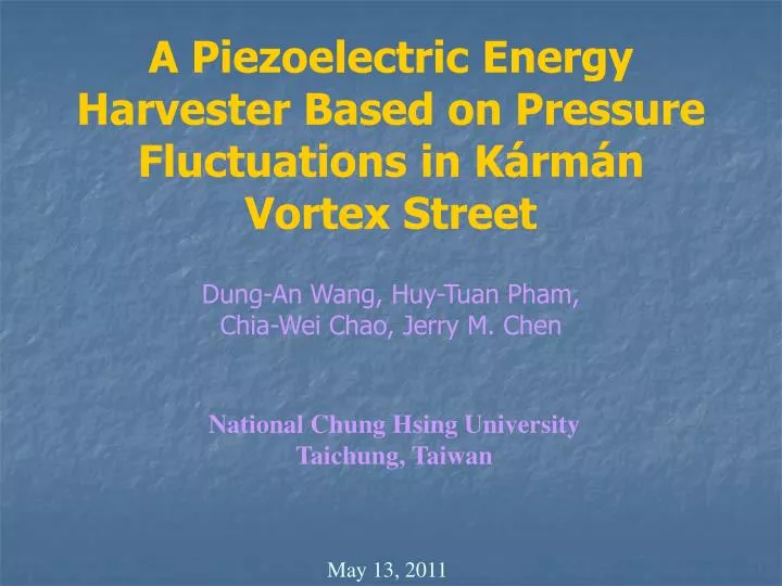 a piezoelectric energy harvester based on pressure fluctuations in k rm n vortex street