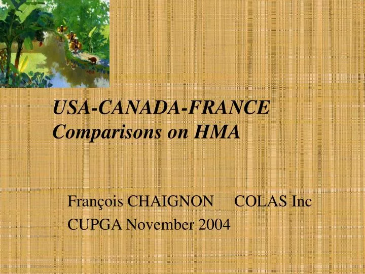 usa canada france comparisons on hma