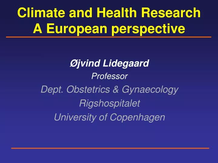 climate and health research a european perspective